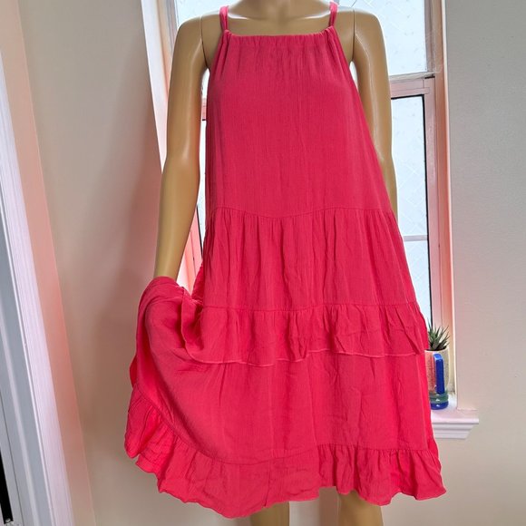 143 Story by line Up Dresses & Skirts - 143 Story|Halter Long Dress|Plus 1XL|Coral|Ruffled|Pleated|Lined|Sleeveless